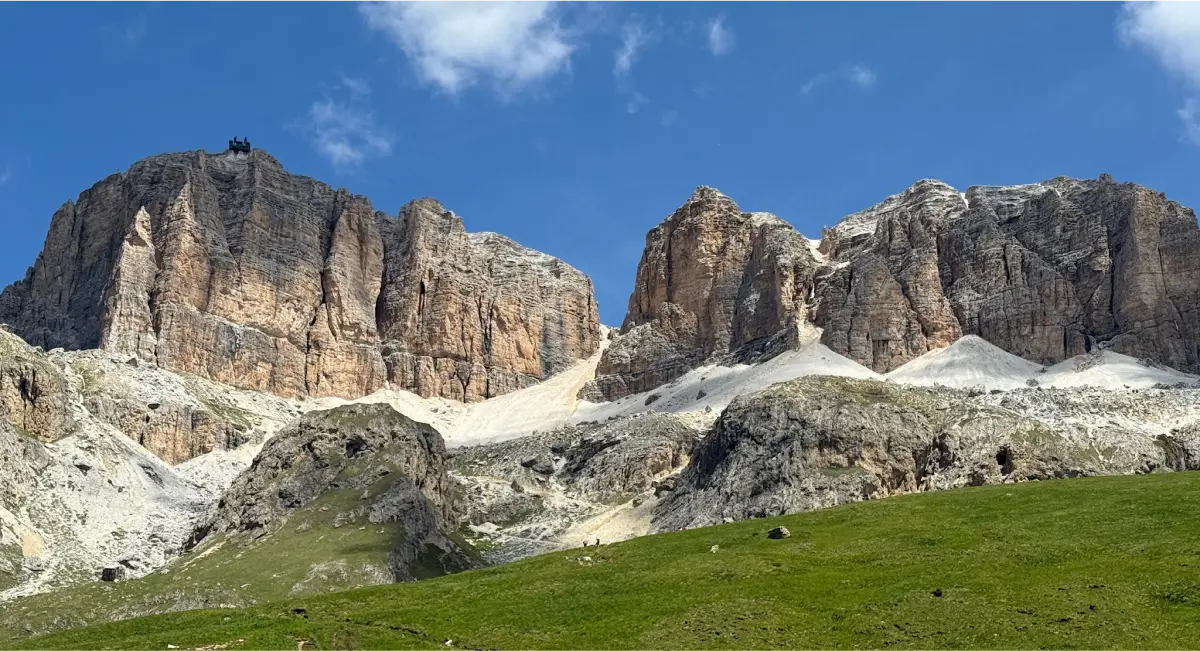 Rock formations above Passo Pordoi in the Dolomites