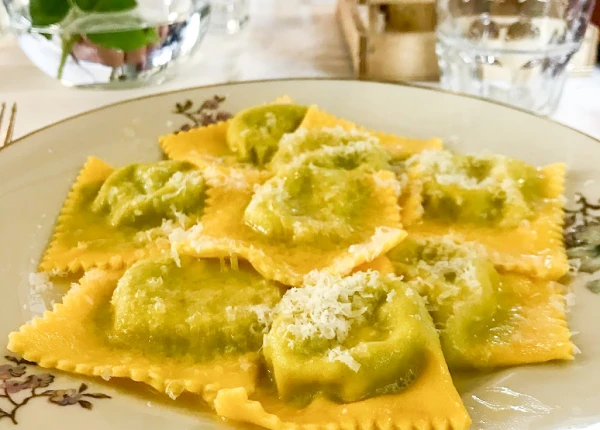 Traditional tortelli filled with herbs and ricotta, a classic dish from Parma