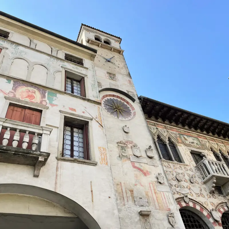 Historic buildings and frescoes in Vittorio Veneto old town