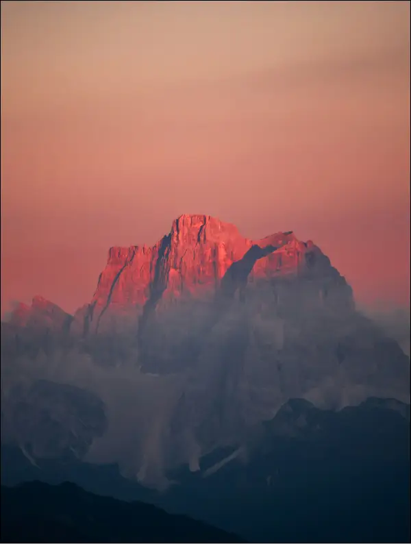 Enrosadira — the Dolomites glowing red at sunset, a magical alpine spectacle