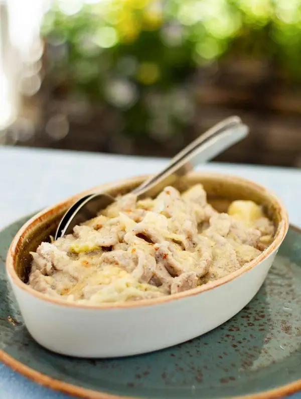 Traditional pizzoccheri dish from Valtellina, a culinary highlight of the E-bike the Alps tour