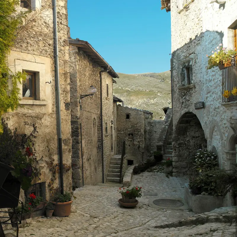Stone alleyway in the medieval village of Santo Stefano di Sessanio, Abruzzo